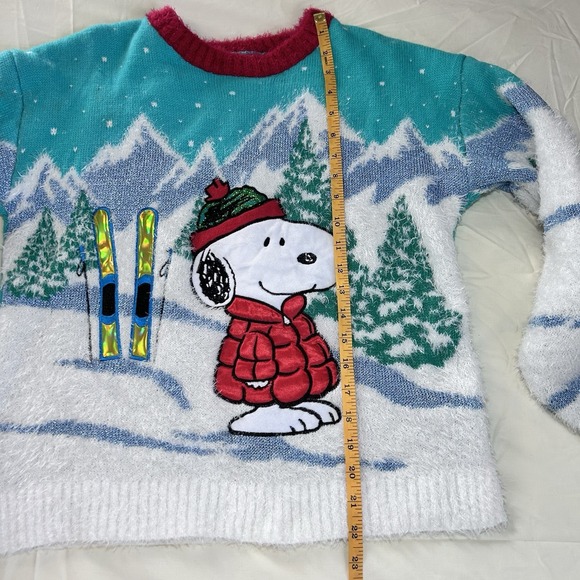 Peanuts Snoopy Ski Sweater Women's Small  Red Holiday Christmas Pullover - Picture 7 of 8